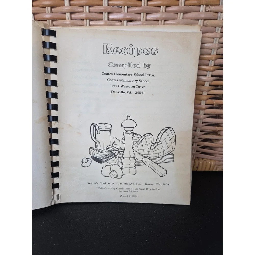 Coates Elementary School‎ Cookbook Danville, Virginia Vintage Recipe Book Local